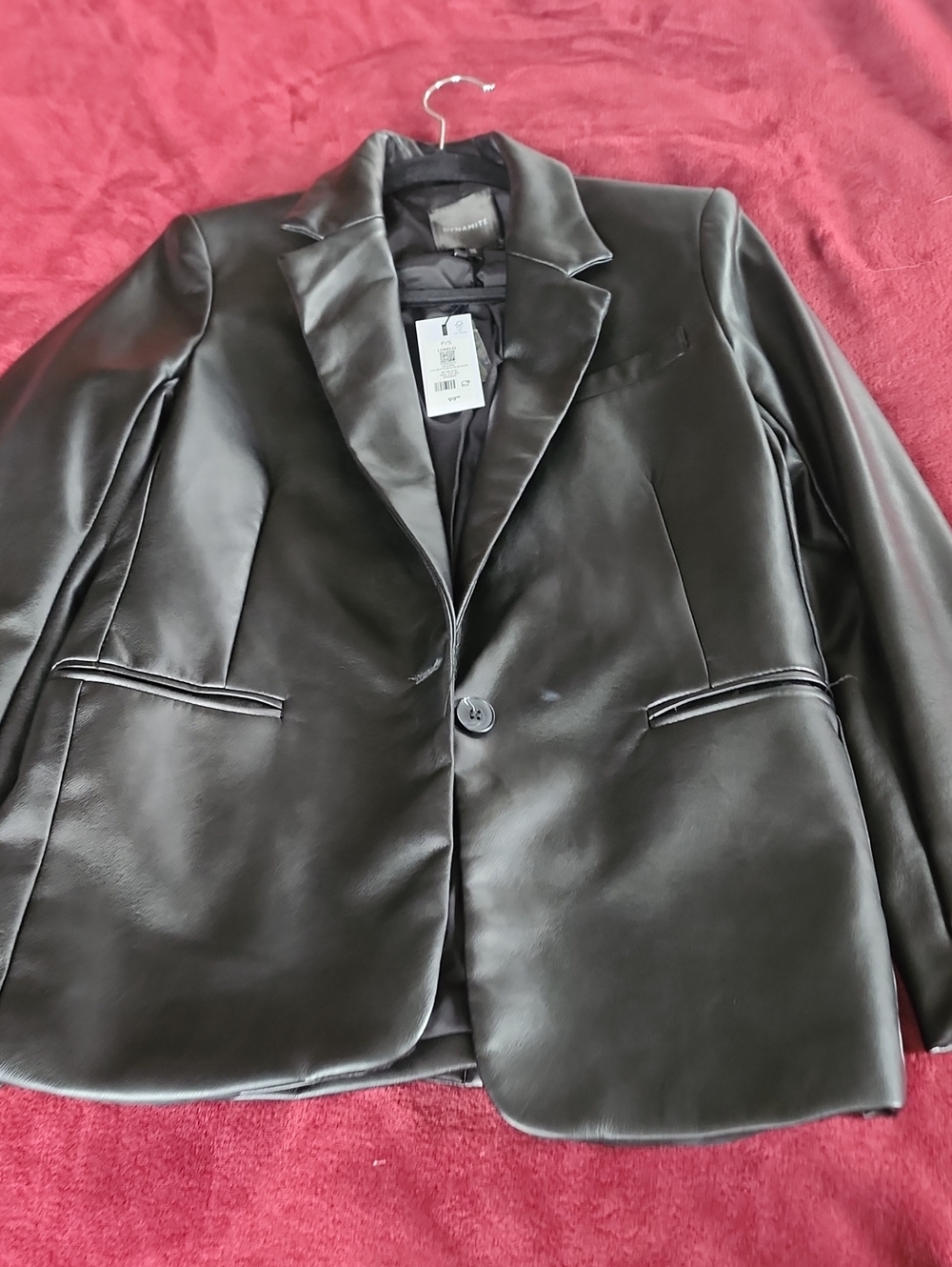 Dynamite Black Faux-Leather Blazer Jacket